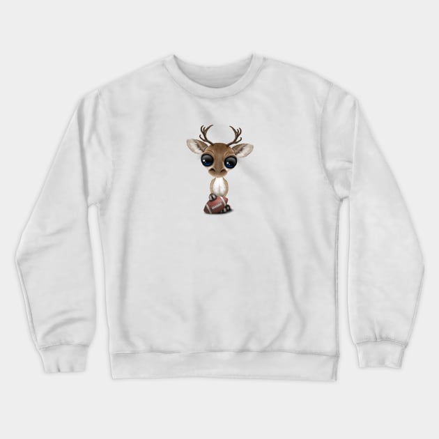 Cute Baby Reindeer Playing With Football Crewneck Sweatshirt by jeffbartels